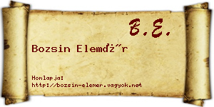 Bozsin Elemér névjegykártya